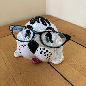 Arnel's Ceramic Puppy Dog Eye Glasses Holder Stand Vintage Hand Painted w/ Spots
